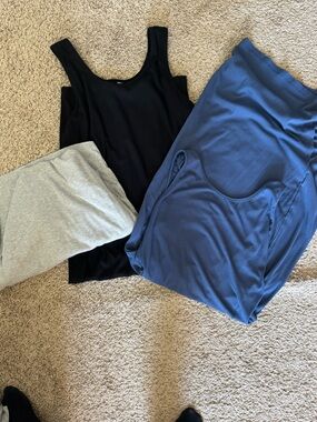 Lot of 4 Basic maternity Knit midi dresses - Blue, Black, Light Gray, Dark Gray